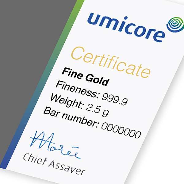 2.5g Umicore Investment Gold Bar (999.9) 4