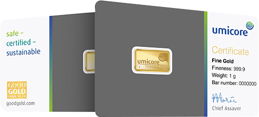 1g Umicore Investment Gold Bar (999.9)