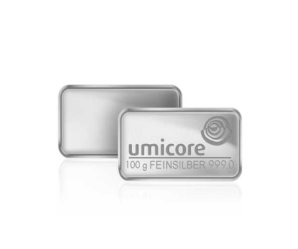 100g Umicore Investment Silver Bar (999)