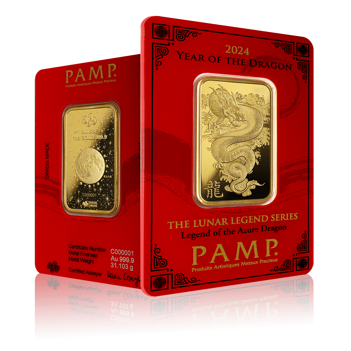 1oz PAMP Gold Lunar Legend Series Azure Dragon (2024)