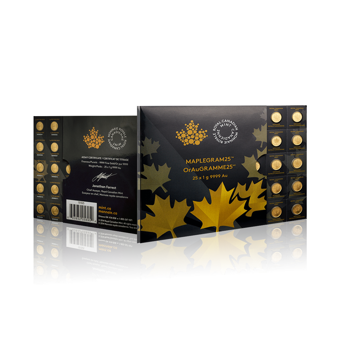 25x 1g Gold Bars Maple Leaf Multigram (2022)