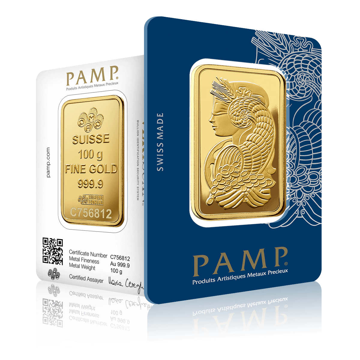 100g PAMP Lady Fortuna Gold Bar (999.9)