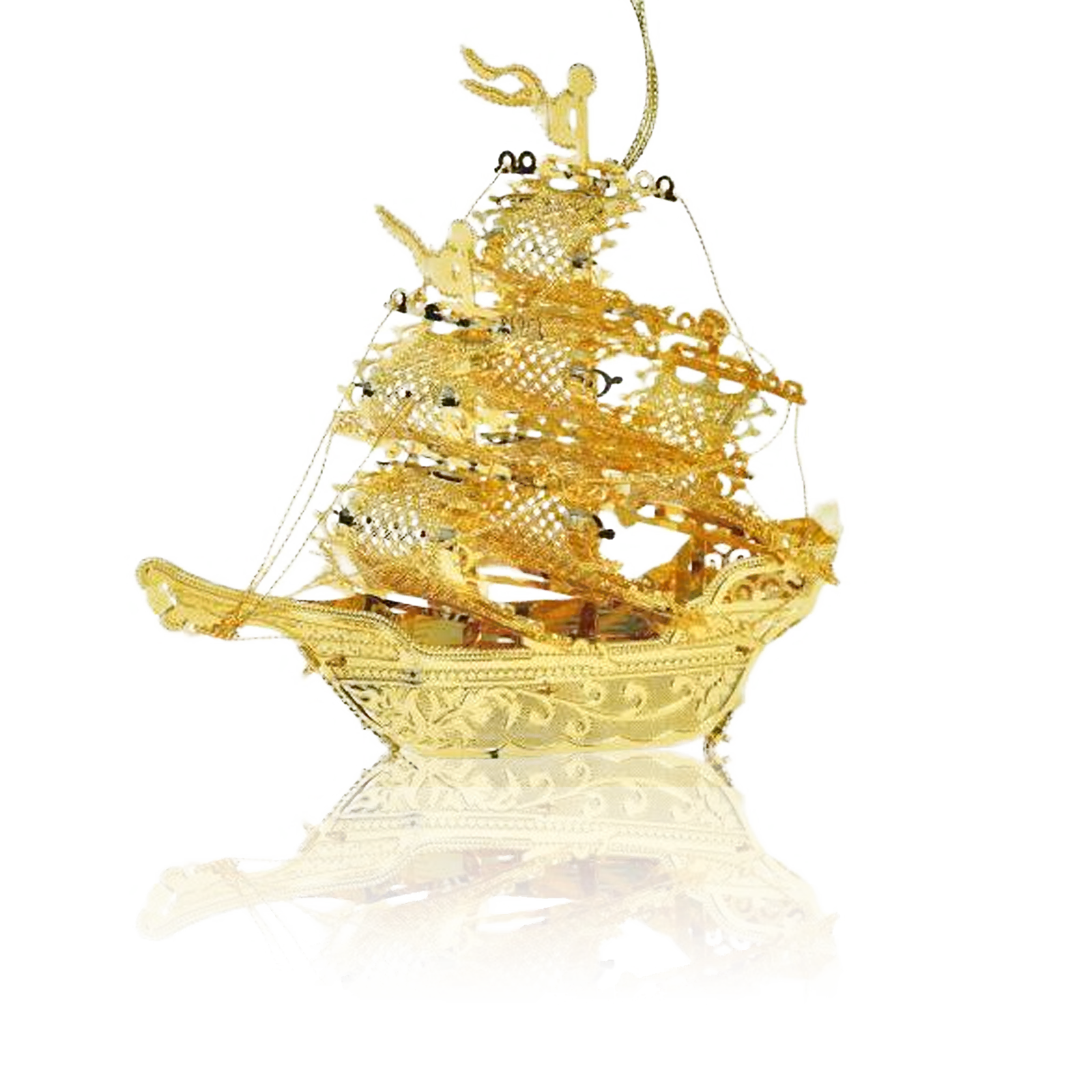 24ct Christmas Gold Dipped Ship (Tree Decoration)