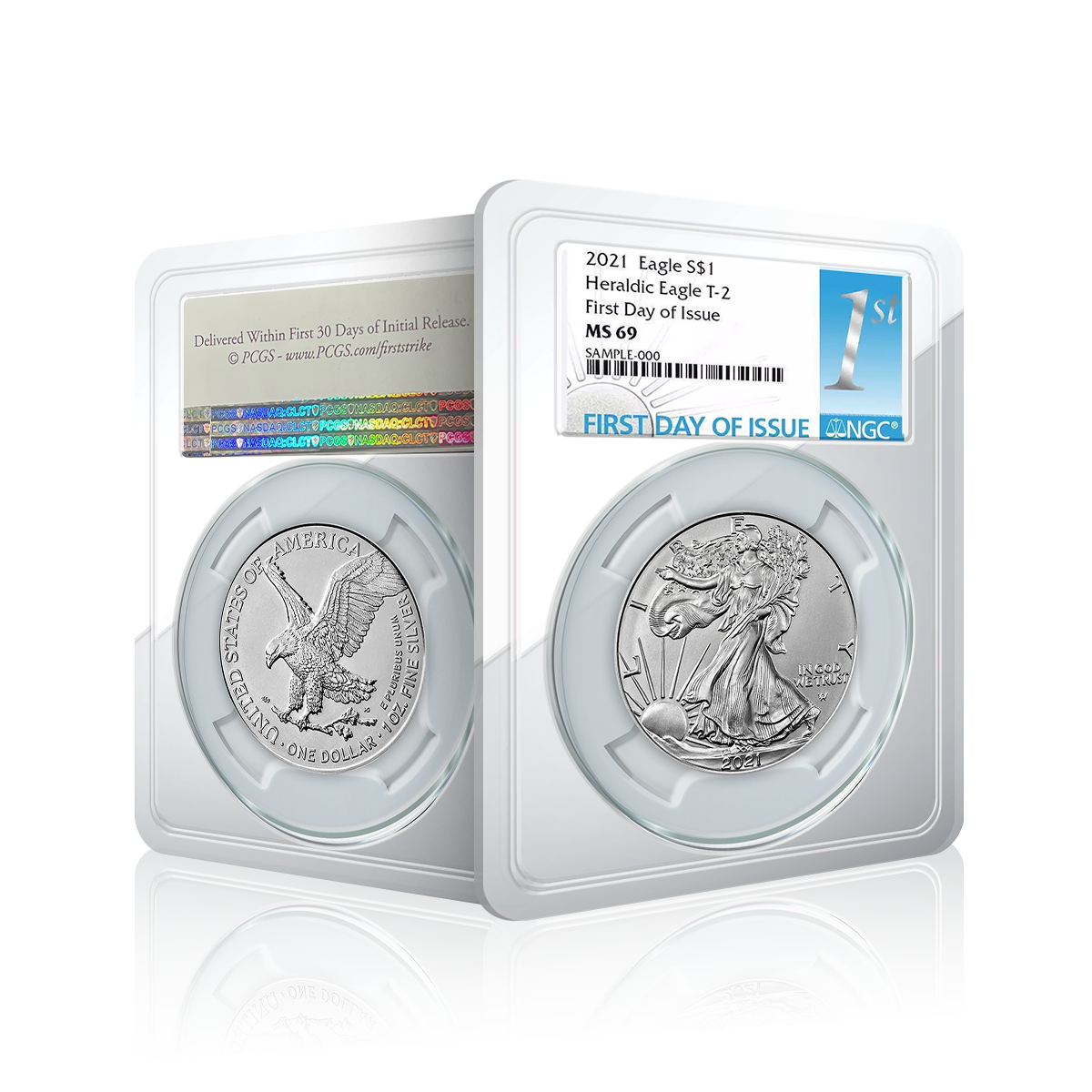 1oz Silver US Eagle 2021 NGC Graded (MS69) First Day Of Issue