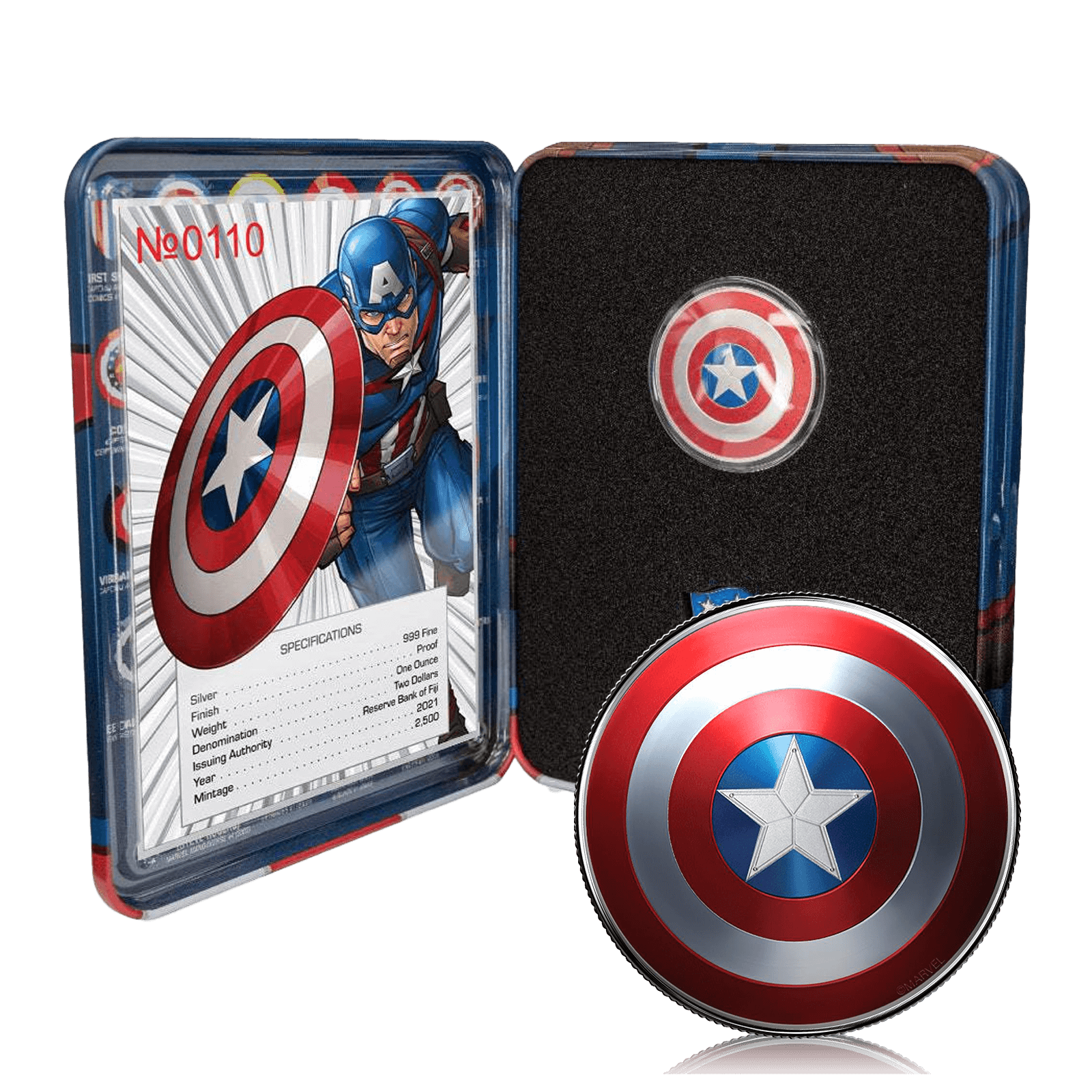 1oz Silver Marvel Captain America Sheild 2021 (Box Set)