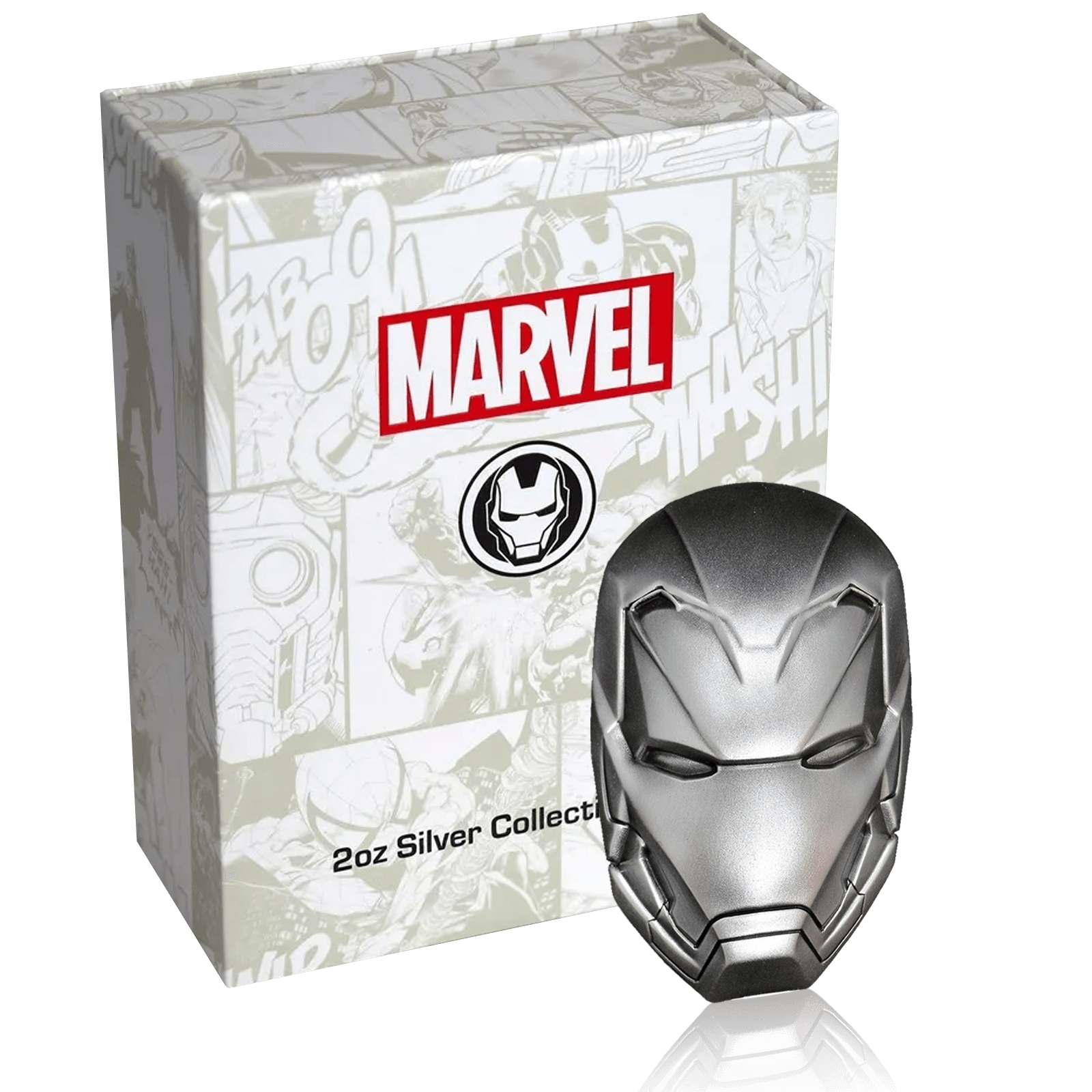 2oz Silver Marvel Series Iron Man Mask (Box Set)