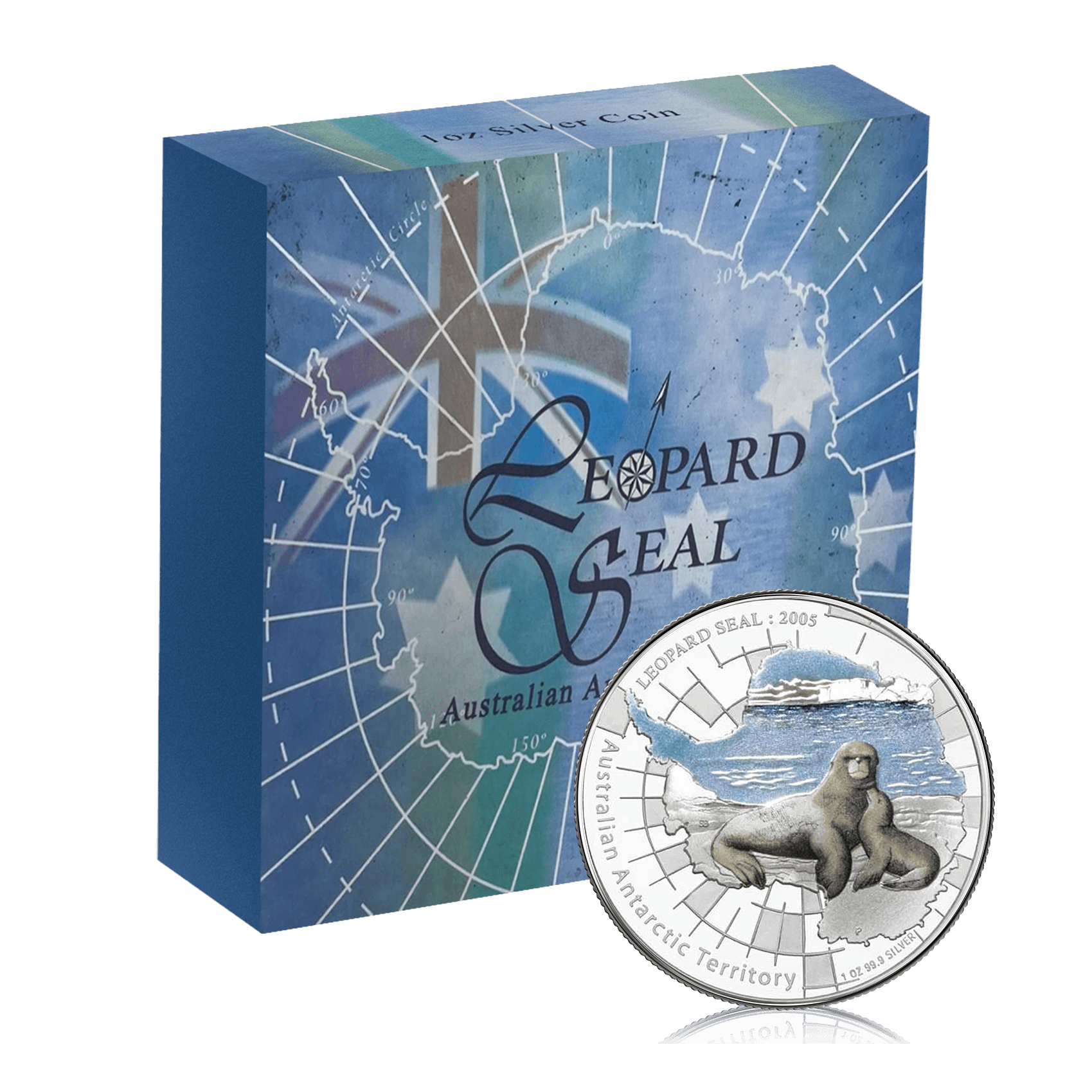 1 Oz Silver Proof Australia Antarctic Territory Leopard Seal Box Set (2005)