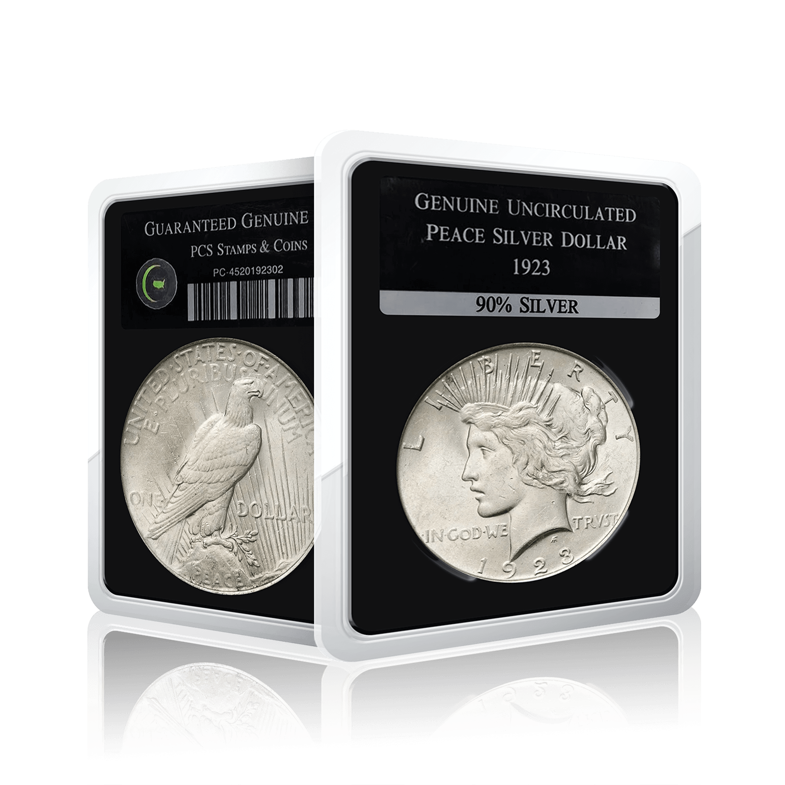 Genuine Uncirculated Peace Silver Dollar PCS Graded (1923)