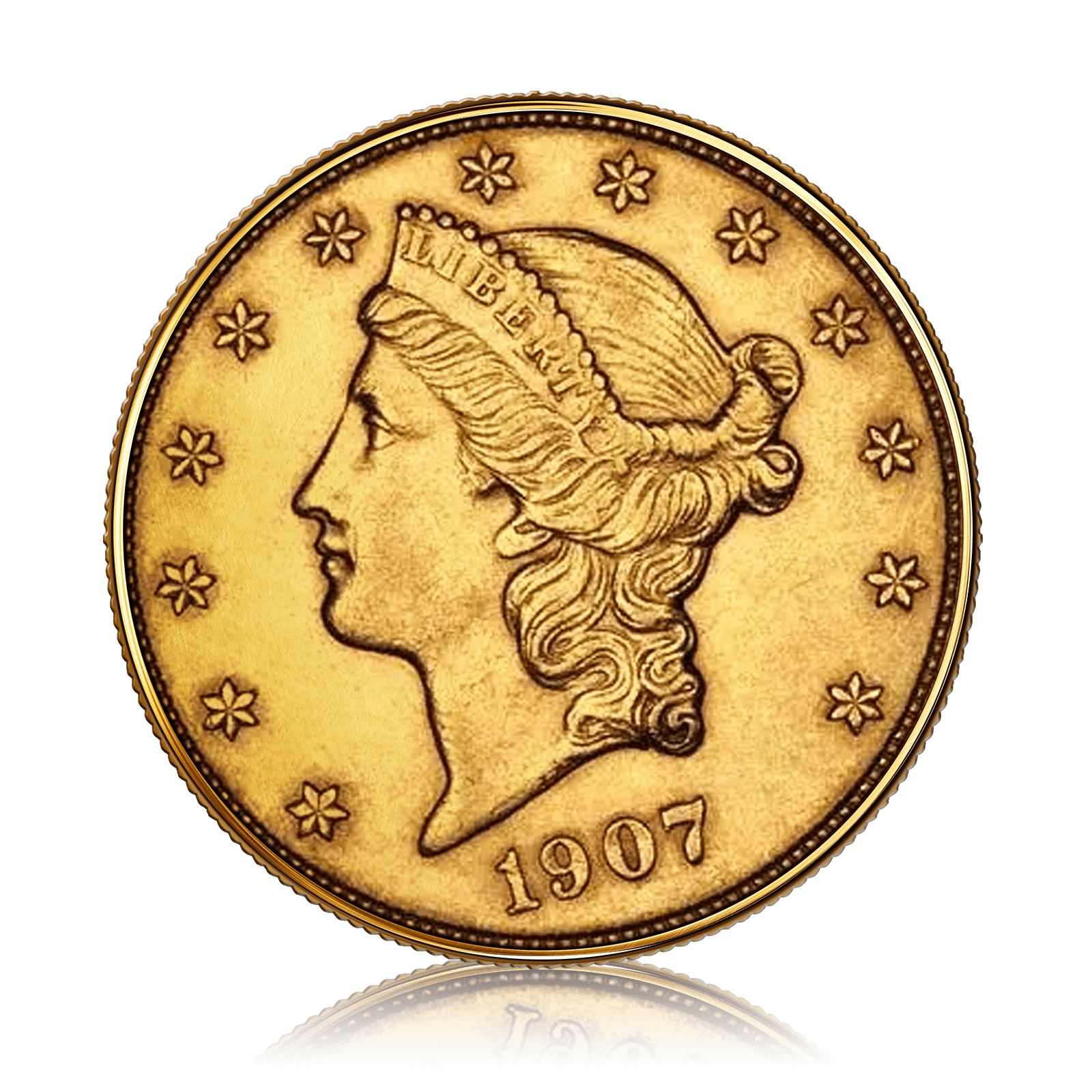 1907 Gold $20 Double Eagle Coin Coronet Head Philadelphia Mint