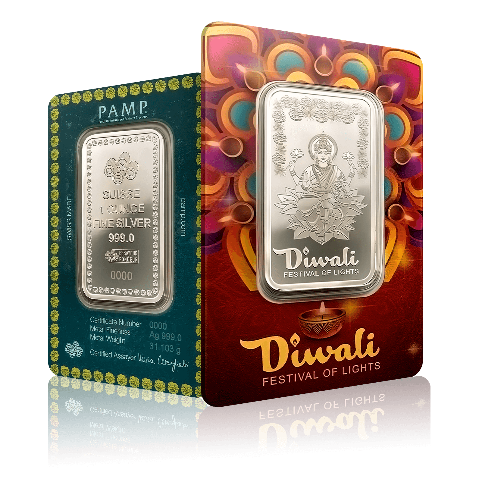 1oz PAMP Silver Diwali Bar (2025)