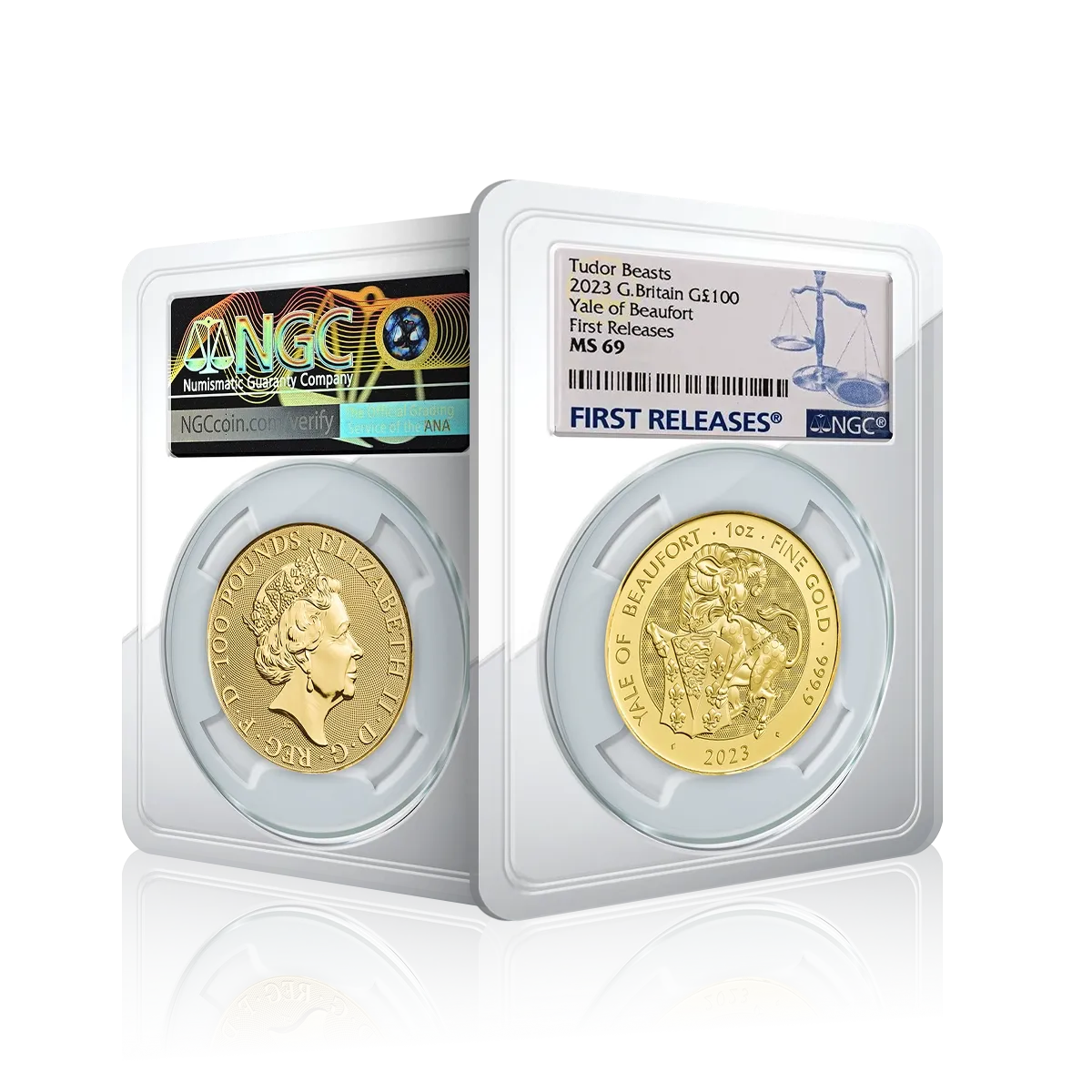1 Oz Gold Tudor Beast Yale of Beaufort NGC MS-69 First Releases (2023)