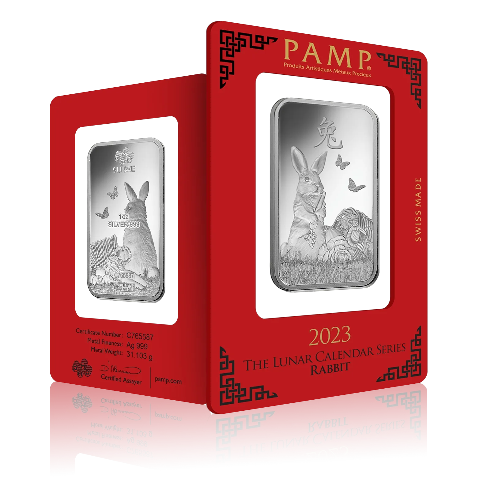 1 Oz PAMP Year of the Rabbit Silver Bar (2023)