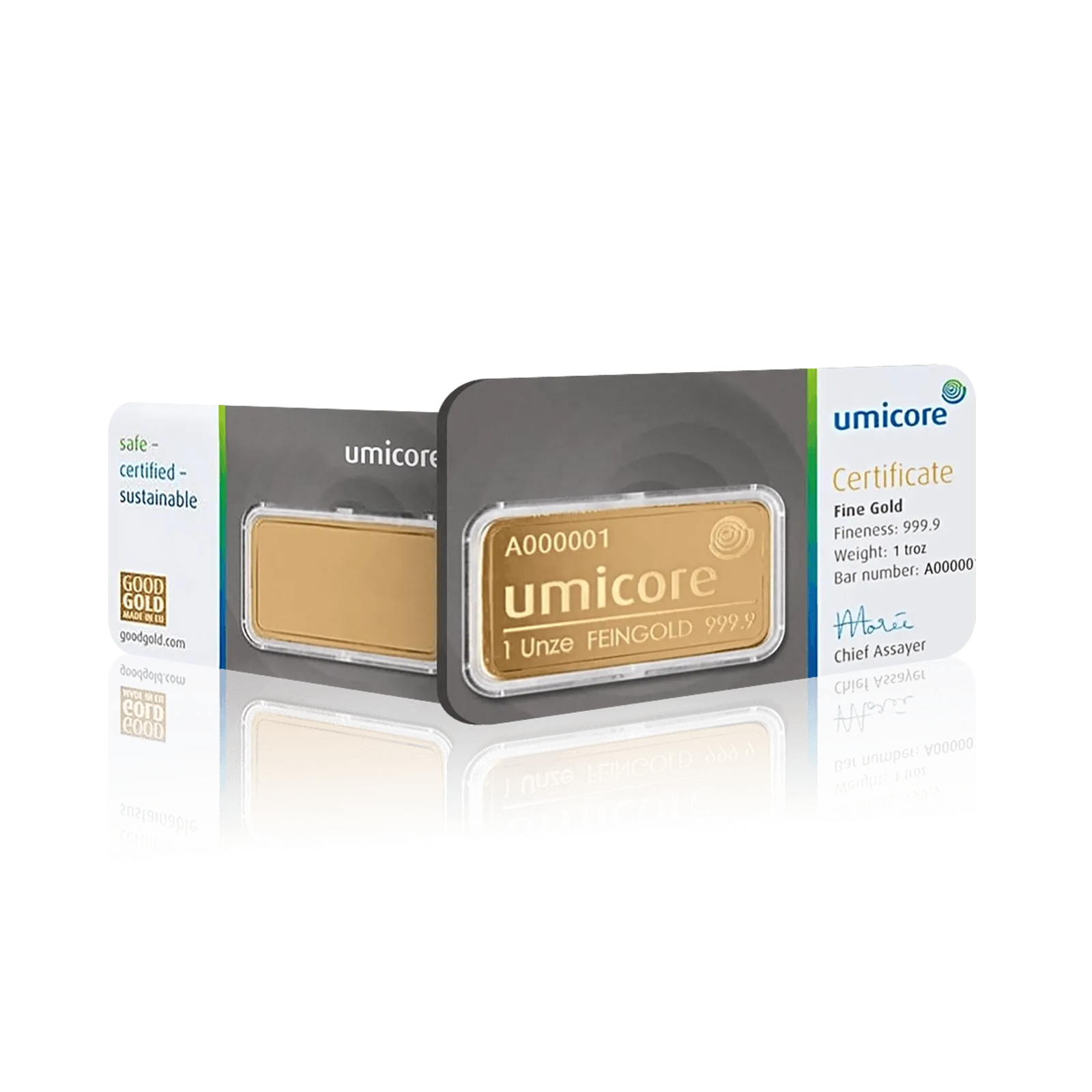 1 Ounce Umicore Investment Gold Bar (999.9)
