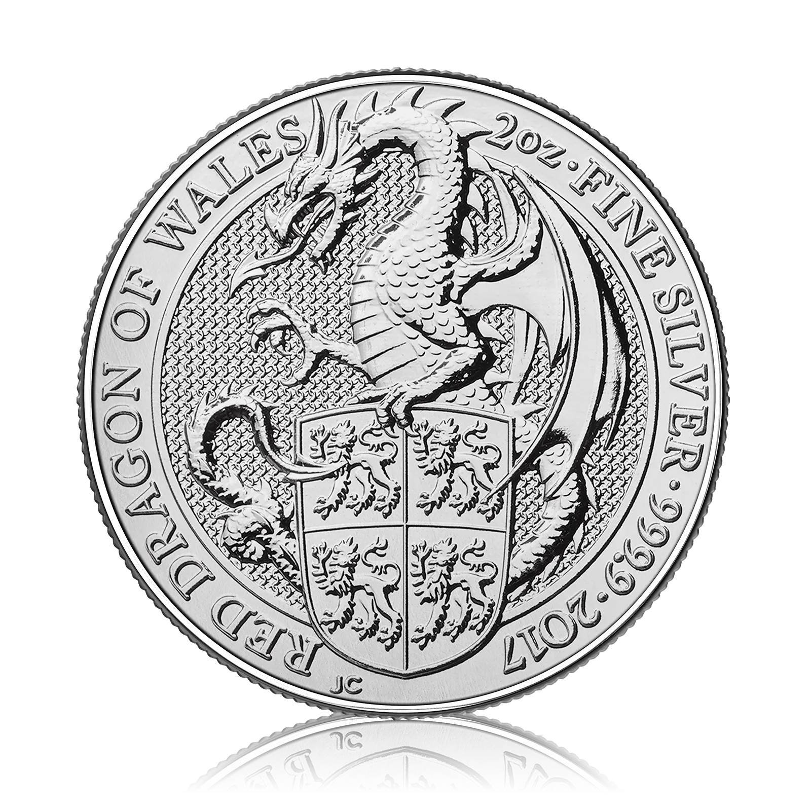 2oz Silver Queens Beasts Red Dragon Of Wales (2017)