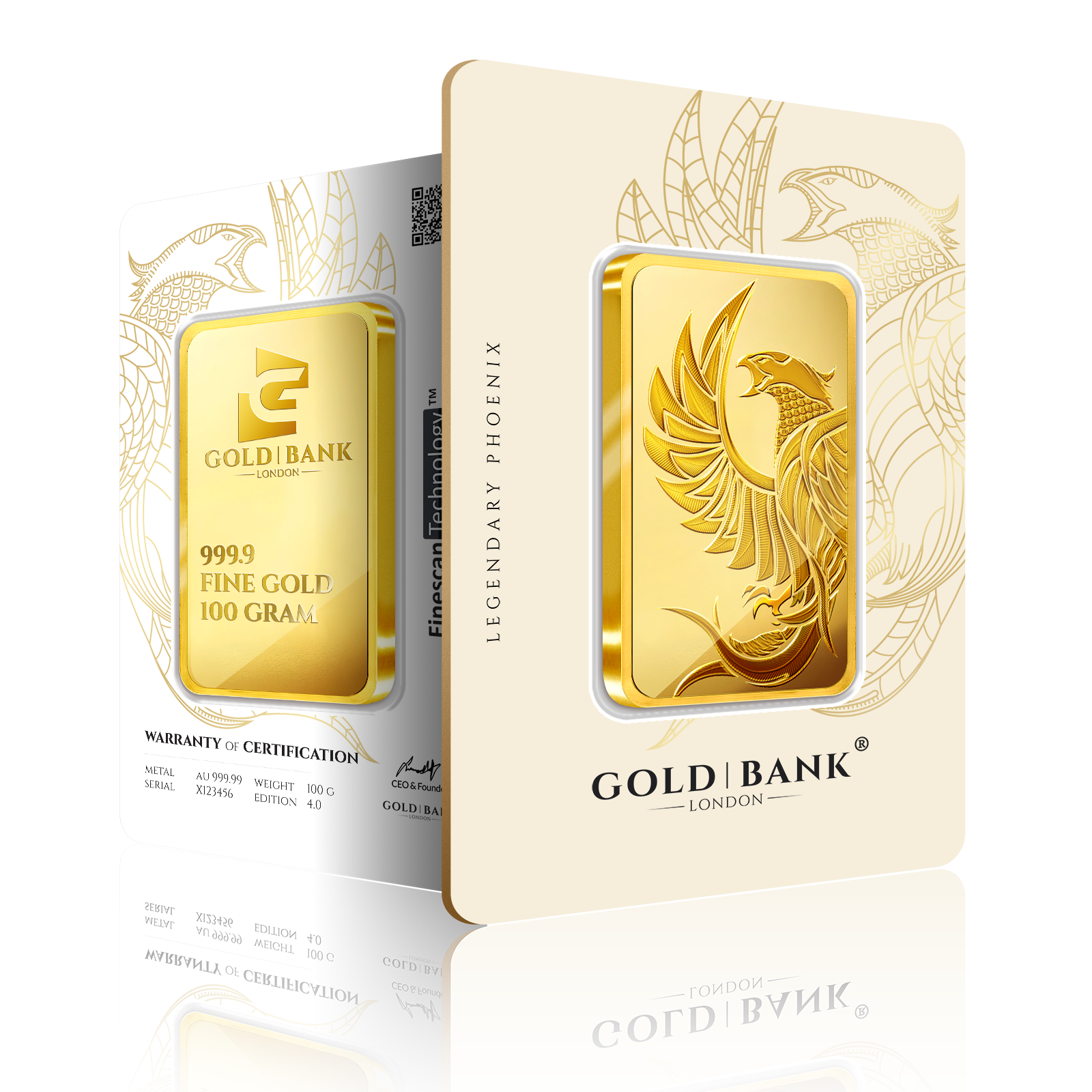 100g Gold Bank The Legendary Phoenix Gold Bar