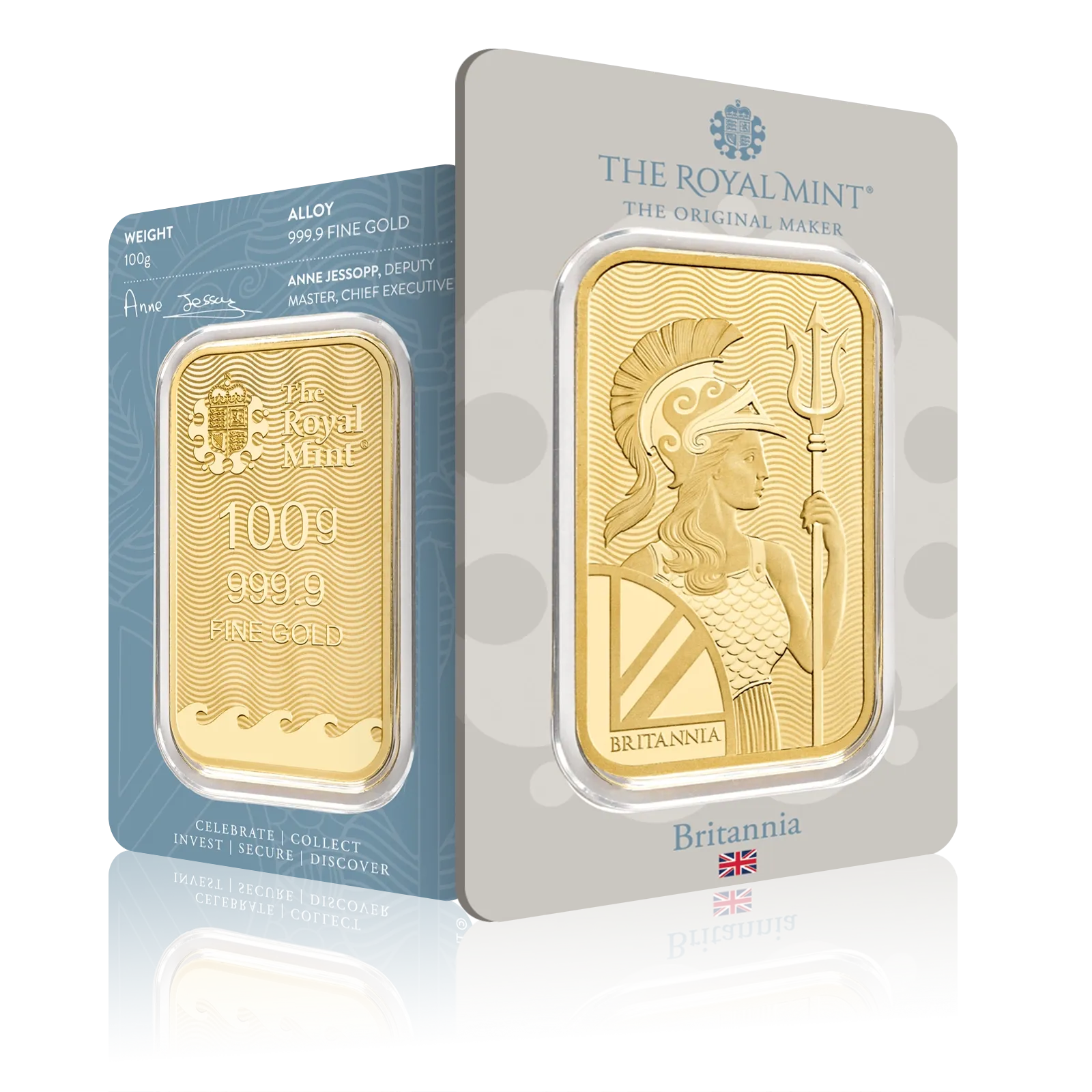 100g Gold Royal Mint Britannia Bar (999.9)